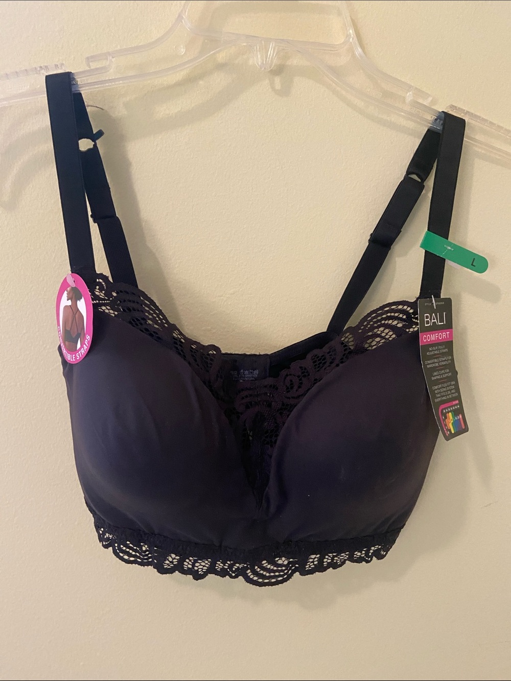 Bali Black Lace Wireless Comfort Bra